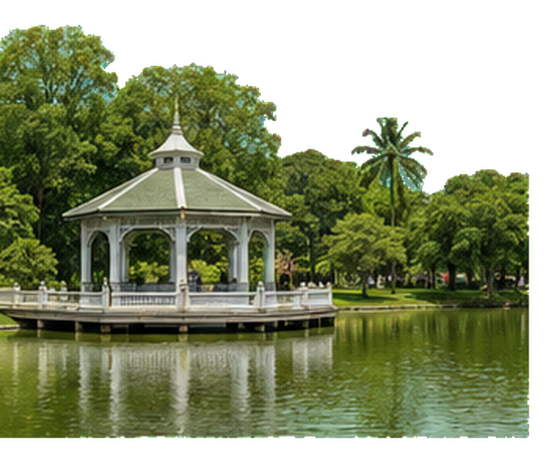 Park pavilion over lake