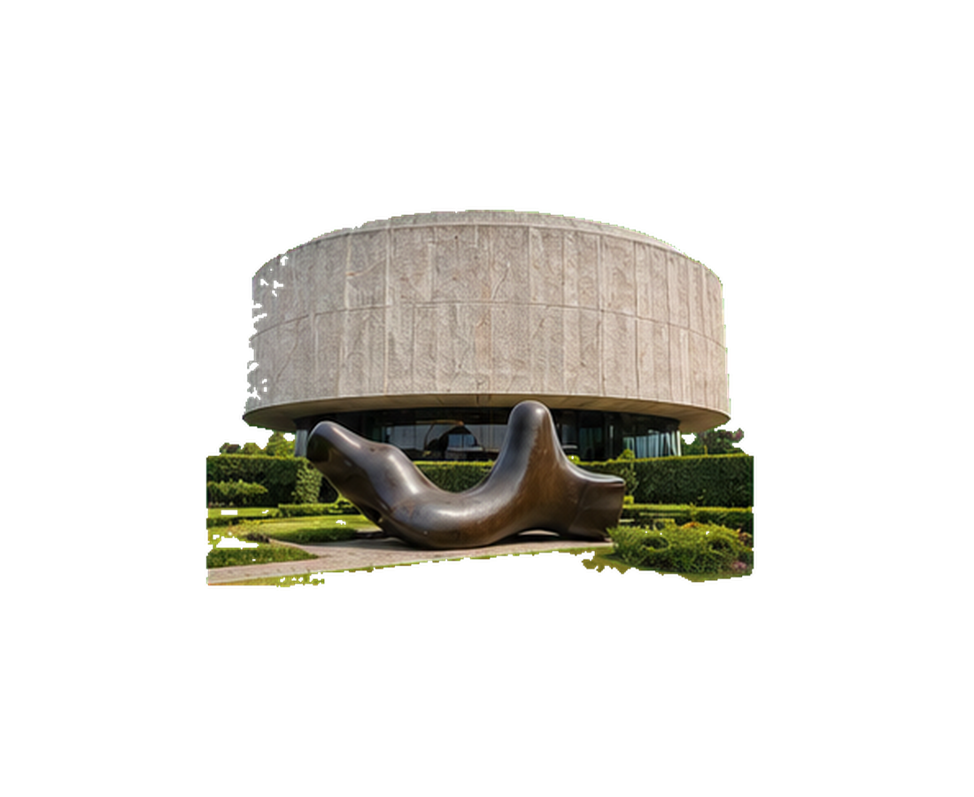 Modern museum and sculpture