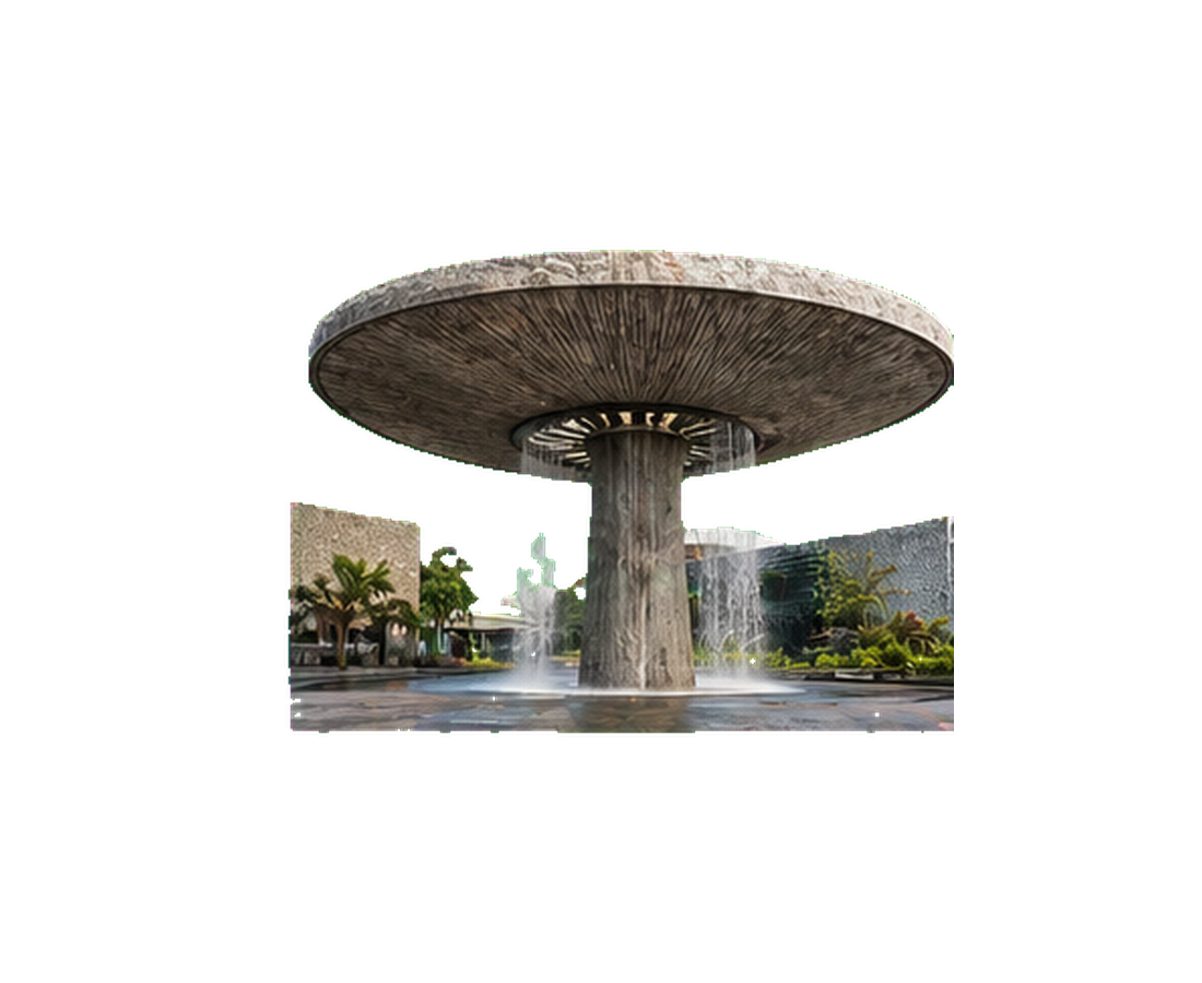Anthropology museum umbrella fountain