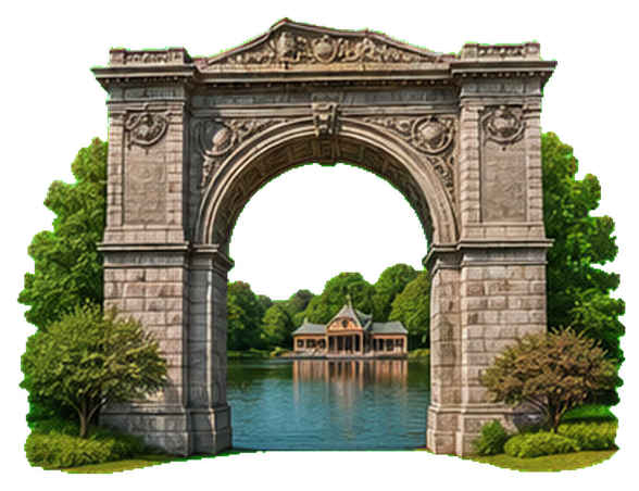 Stone arch and lake
