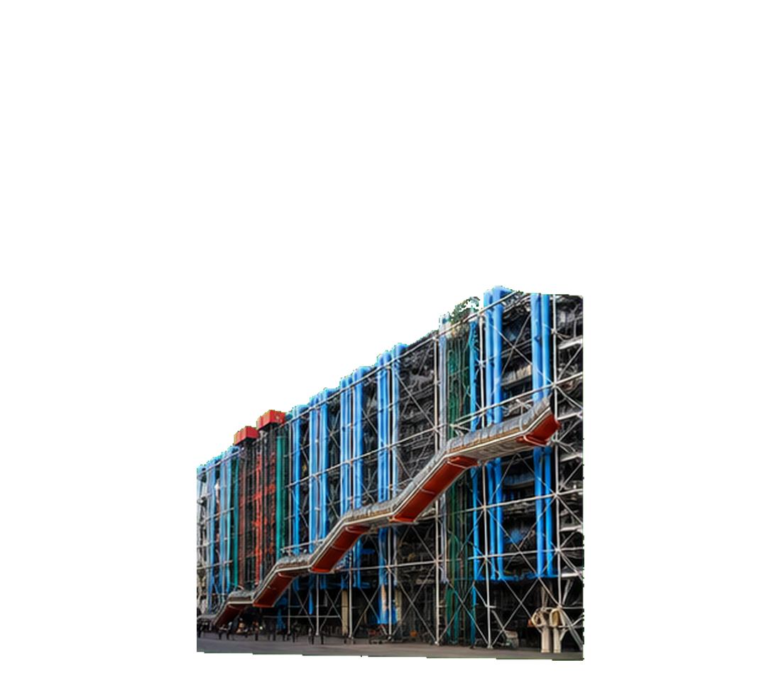 Color-pipe museum facade