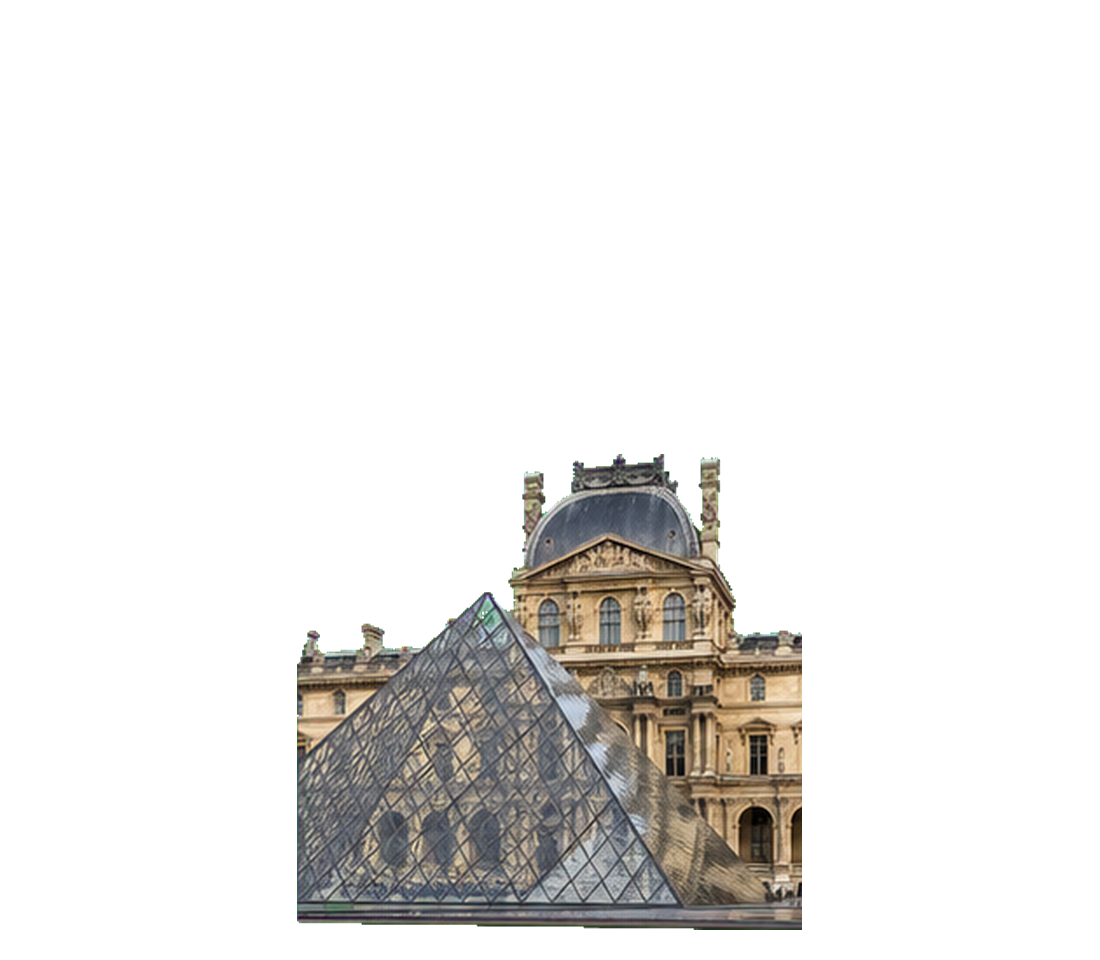 Glass pyramid and palace