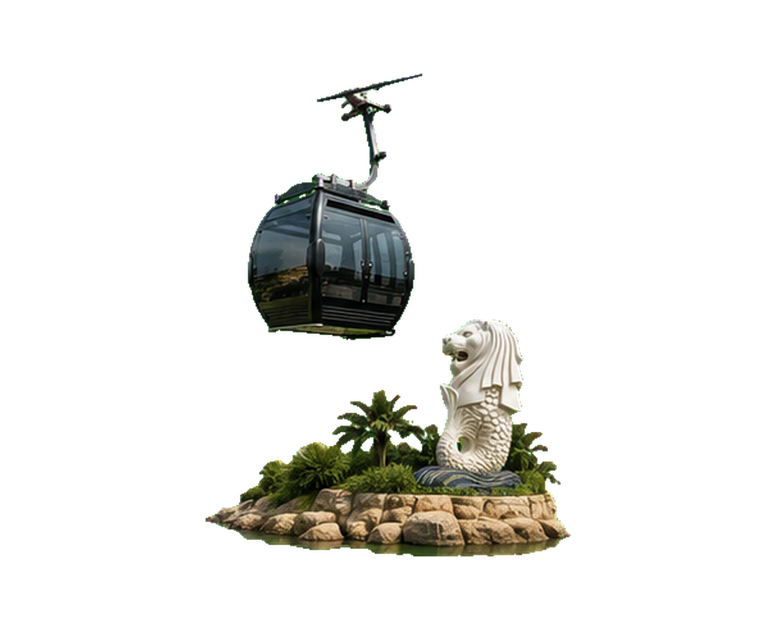 Island cable car and Merlion cue