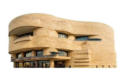 Curving limestone museum