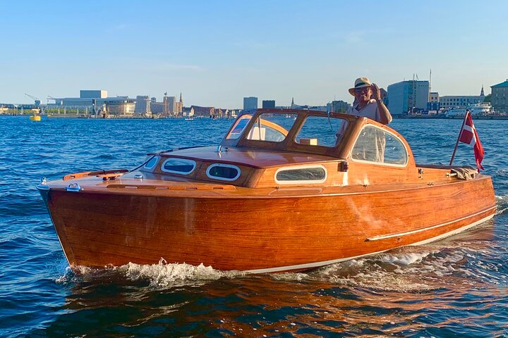 Private Copenhagen Boat cruise in Scandinavian mahogany boat